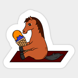 Horse with Waffle Ice Cream Sticker